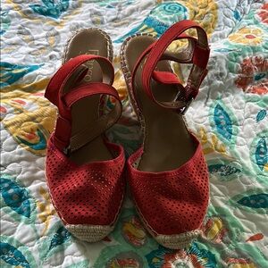 Franco Sarto Red Espadrille Wedges with Textured Upper